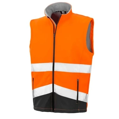 Image of Result Printable Safety Softshell Gilet Fluorescent Orange/Black 3XL