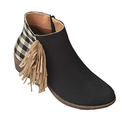 Image of Womens Block Heel Ankle Boots Fashion Office Shoes Autumn Winter Comfortable Casual Walking Black 6 UK