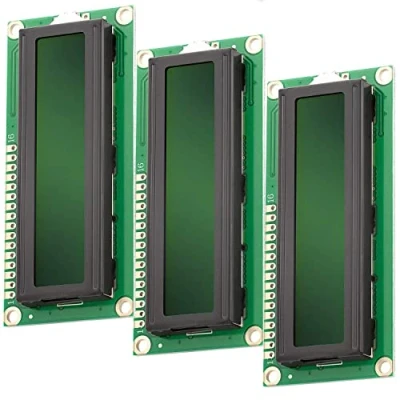 Image of AZDelivery compatible with HD44780 1602 16x2 Serial LCD Black Character Green Backlight Display Board 3.3V 5V Arduino and Raspberry Pi Including E Book! (Pack of 3)