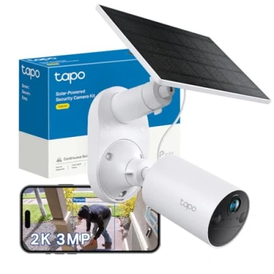 Image of Tapo 2K Solar Security Camera Kit with Rechargeable Battery and Panel for Continuous Power, Indoor &amp; Outdoor Wireless CCTV, Color Night Vision, AI Detection, Works Alexa Google(TC82 KIT)