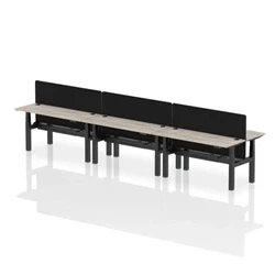 Image of Air B2B 1600x600mm Adjustable 6P Bench Desk CP Grey Oak/Black + Screen