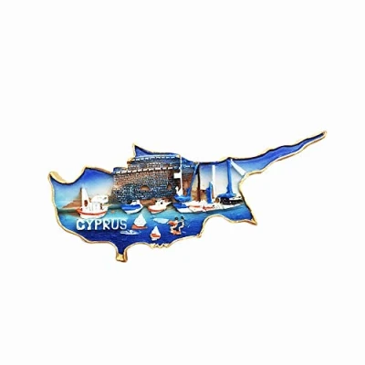 Image of Cyprus 3D Map Shaped Refrigerator Magnet Resin Travel Souvenirs,Handmade Home &amp; Kitchen Decoration Fridge Collection Gift