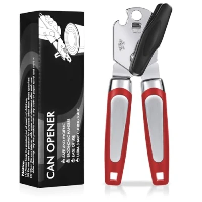 Image of Tin Opener, Lychico 3 in 1Can Opener Handheld Heavy Duty Stainless Steel Can Openers with Multifunctional Bottle Blue