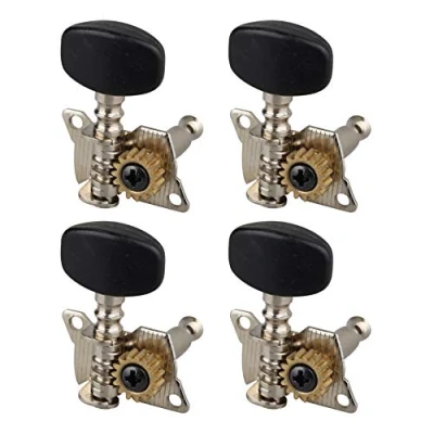 Image of Futheda 4Pcs Premium Ukulele Tuners String Tuning Pegs Keys Black Enclosed Machine Heads with Screws Set for 4 Guitar Bass