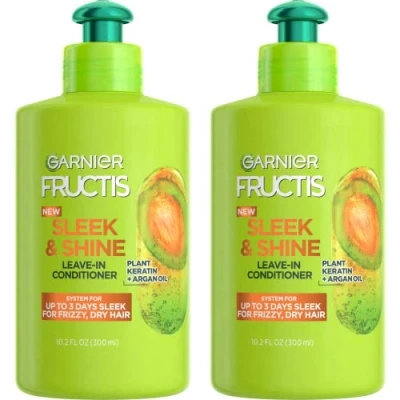 Image of Garnier Fructis Sleek &amp; Shine Intensely Smooth Leave In Conditioning Cream, 10.2 Ounce (Pack of 2)
