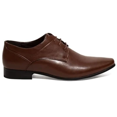 Image of Dobell Mens Dark Brown Plain Derby Shoes 9