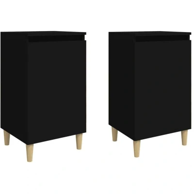 Image of vidaXL 2x Bedside Cabinets Bedroom Furniture Table Telephone Stand End Nightstand Bed Cabinet Black 40x35x70 cm Engineered Wood