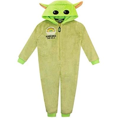 Image of Star Wars Boys The Mandalorian Onesie Green 5 6 Years