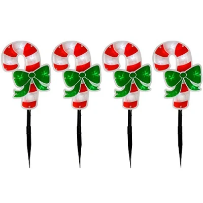Image of WeRChristmas Candy Cane Pathway Christmas Lights Double Sided, 24 cm Multi Colour, Set of 4