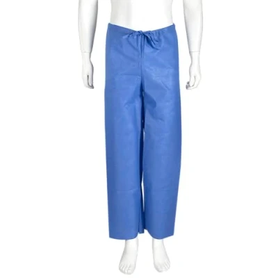 Image of ABENA Scrub Suit Pants 105x49cm Small Navy Trousers Single Packed Non Sterile Use Unisex Waste Tie Bottoms Medical Uniforms &amp; Scrubs