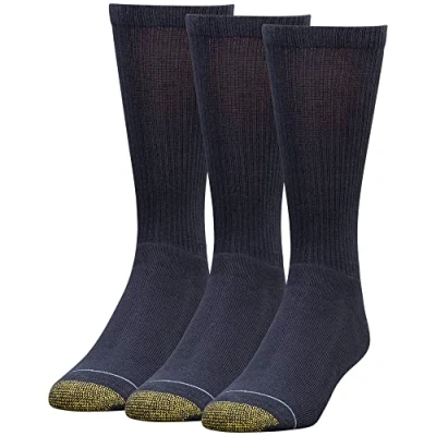 Image of Gold Toe Men&#039;s Uptown Crew socks, 3 pairs casual Navy, L UK