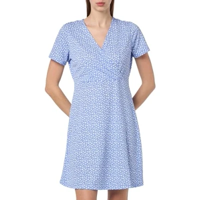 Image of PIECES Women&#039;s PCSIENNA SS Dress NOOS BC, Hydrangea/AOP: Flower, XS