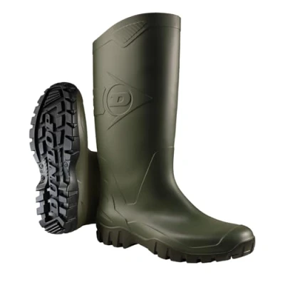 Image of DUNLOP Unisex Dane Wellington Boots, Green, 11 UK