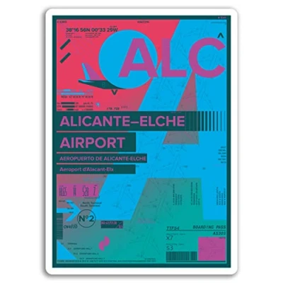 Image of 2 x 10cm Alicante Airport Vinyl Stickers Spain Sticker Laptop Luggage #17168 (10cm Tall)
