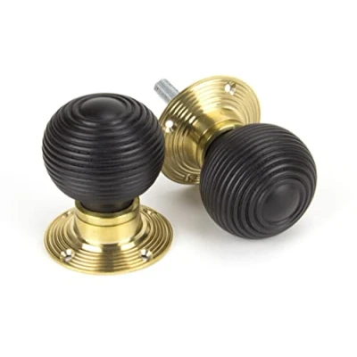 Image of From The Anvil Ebony and PB Cottage Mortice/Rim Knob Set Small