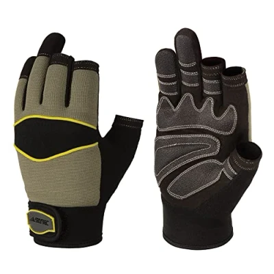 Image of Skytec Xeri 1 Pair Open Digit Leather Work Gloves with Neoprene Coating that Provide Cut Resistance (Small)