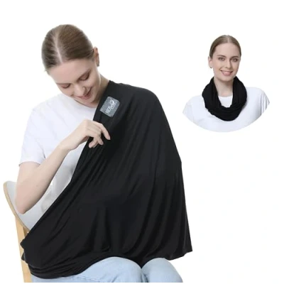 Image of NeoTech care Baby Nursing Cover Breastfeeding Scarf Soft Fabric Black