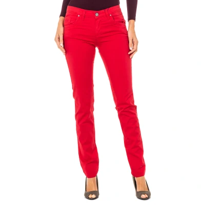 Image of La Martina Womens Stretch elastic pants with skinny cut hems LWT006 woman Red Cotton Size 27 (Waist)