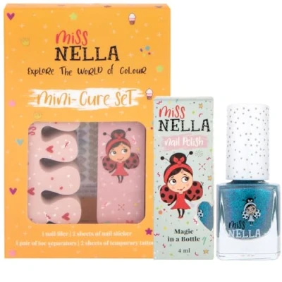 Image of Miss Nella nail Kit &amp; POLISH for kids + Blue The Candles Varnish peel off polish, stickers, tattoos, filer toe separators all designed foe children hands toes