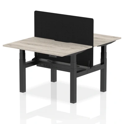 Image of Air B2B 1200x800 Adjustable 2P Bench Desk Scallop Gry Oak/Black Screen