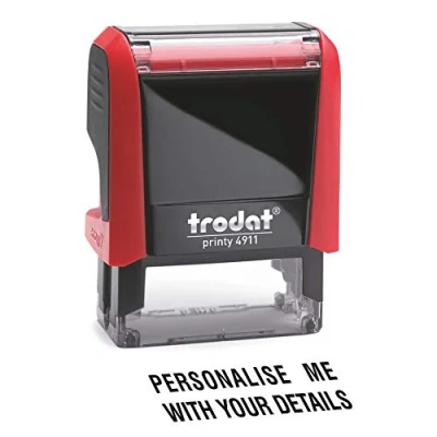 Image of Trodat Red Printy 4911 Personalised Custom Office, Business and Teacher Stamp Allows Up to 3 Lines of Text Impression Size 37 x 11 mm Self Inking with 5 Ink Pad Colours Choose from