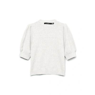 Image of VERO MODA Women&#039;s Vmdoffy 2/4 O Neck Jumper Ga Noos Knitted, Snow White/Detail: Melange, XS