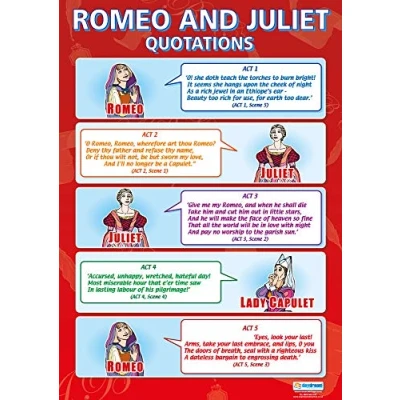 Image of Romeo &amp; Juliet Quotations English Literature Posters Gloss Paper measuring 850mm x 594mm (A1) Lit Classroom Education Charts by Daydream