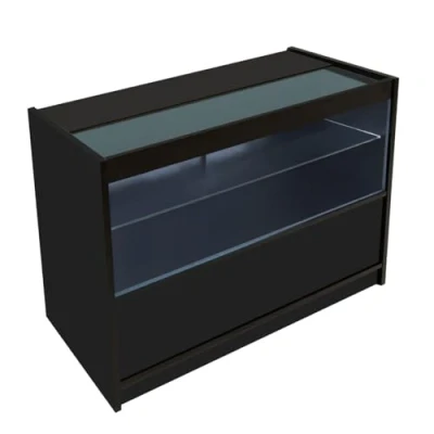 Image of Black Shop Counter LED Light C 1200mm Lockable Sliding Doors 2