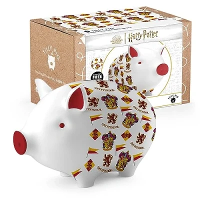 Image of Tilly Pig Ceramic Kids Piggy Bank Harry Potter Hogwarts Gryffindor Money Box