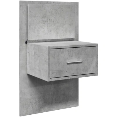 Image of vidaXL Wall mounted Bedside Cabinet with LED Lights Concrete Grey