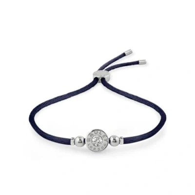 Image of RADLEY Womens Silver Plated Stone Set Navy Cord Friendship Bracelet
