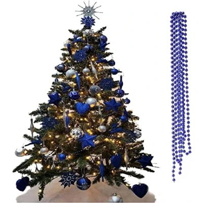 Image of UKDeals Direct ROYAL BLUE COLLECTION CHRISTMAS DROPLET BAUBLES TREE DECORATIONS GLITTER MATT ICICLES (3mtr Garland Bead), 22 x 16 2cm