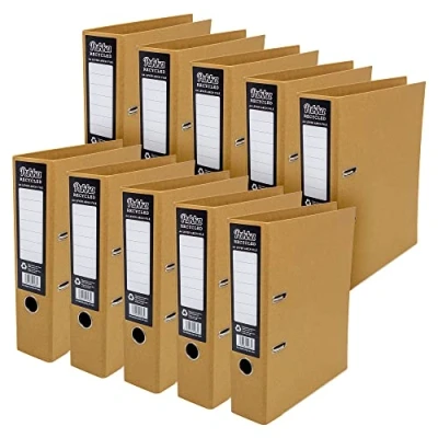Image of Pukka Pad, Kraft Recycled Lever Arch A4 Binder 2 Ring, 70mm Paperboard File Pack of 10 Made 100% Card, Recycle Me After Use