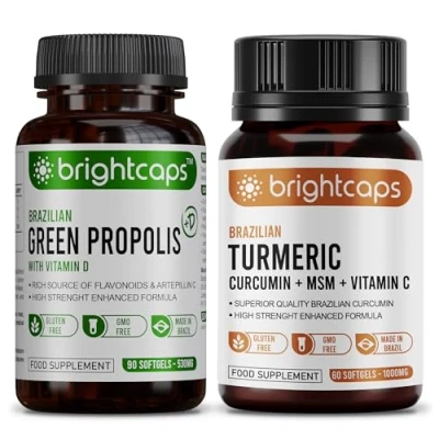 Image of Brazilian Green Propolis with Vitamin D + Turmeric MSM and C Immune System Booster Joint Pain Support