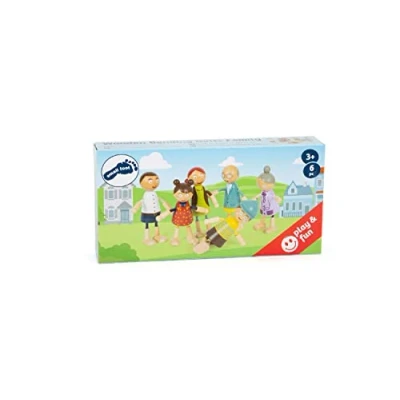 Image of Small Foot Wooden Bending Family 6 Dolls Detailed Flexible and Durable from 3 Years 11804 Toys, Natural