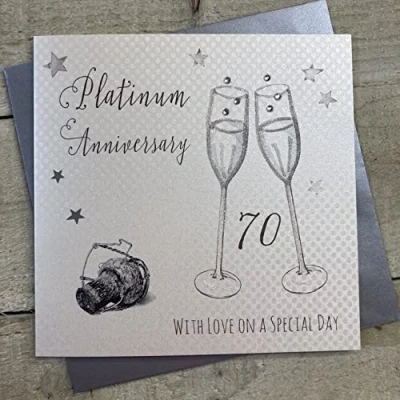 Image of White Cotton Cards WA70 &quot;Platinum Anniversary With Love On Your Special Day&quot; Handmade 70th Card