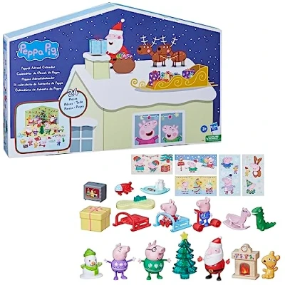 Image of Peppa Pig Advent Calendar with 24 Surprise Toys and Stickers, Kids