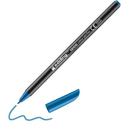 Image of edding 1200 Colour Pen Fine Light Blue 1 Round Tip mm Felt for Drawing and Writing School or Mandala