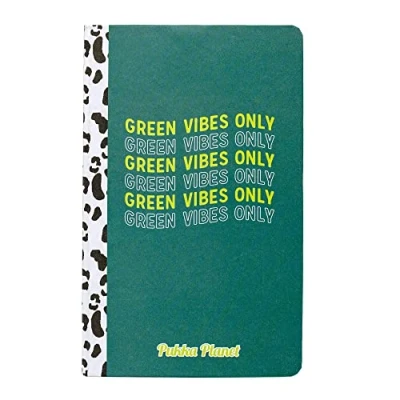 Image of Pukka Pad, Planet A5 Soft Cover Notebook Casebound Journal Featuring Acid Free, Vegan Inks and Glue with Ethically Sourced Recycled Paper, 21.5 x 13.4cm Green Vibes Only