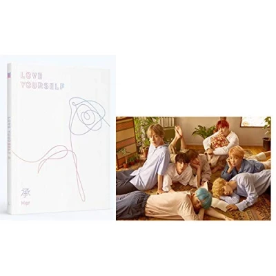 Image of BTS Love Yourself Her (L version) Album Bangtan Boys CD+Poster+Photobook+Photocard+Mini Book+Sticker Pack+Gift (Extra 6 Photocards and 1 Double Sided Photocard Set)
