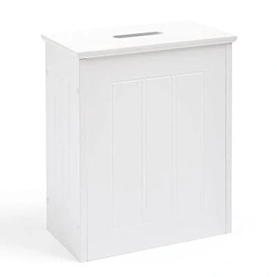 Image of VonHaus Bathroom Storage Box White w/Lid for Cleaning Products, Toilet Roll &amp; More Slim Compact Organiser Unit Shaker Style Tidy