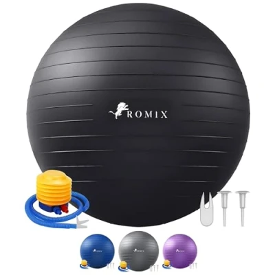 Image of ROMIX Exercise Ball, 55cm 65cm 75cm Anti burst Extra Thick Birthing Pregnancy Ball with Pump, Fitness Swiss Gym Yoga for Labour Stability Pilates Balance Workout Physical Therapy Home