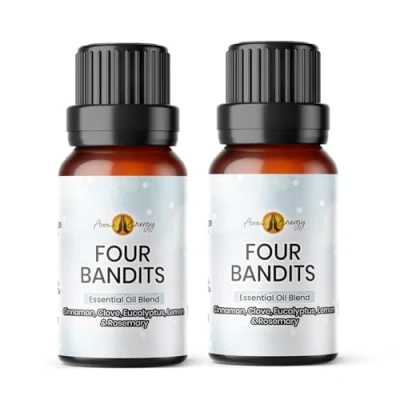 Image of Aroma Energy Four Thieves Essential Oil Blend 20ml (2 x 10ml Bottles) Contains Cinnamon, Clove, Lemon, Rosemary &amp; Eucalyptus 100% Pure Natural