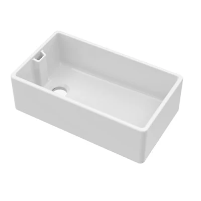 Image of Single Bowl Belfast Kitchen Sink with Overflow, No Tap Hole