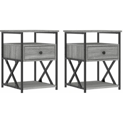 Image of vidaXL Bedside Cabinets 2 pcs Grey Sonoma 40x42x55 cm Engineered Wood