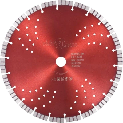 Image of vidaXL Diamond Cutting Disc with Turbo and Holes Steel 300 mm