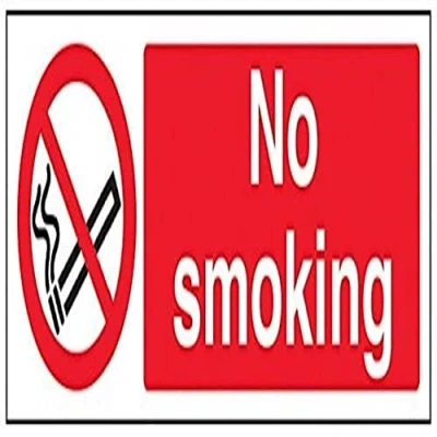 Image of V Safety No Smoking Prohibition Sign 300mm x 100mm Self Adhesive Vinyl