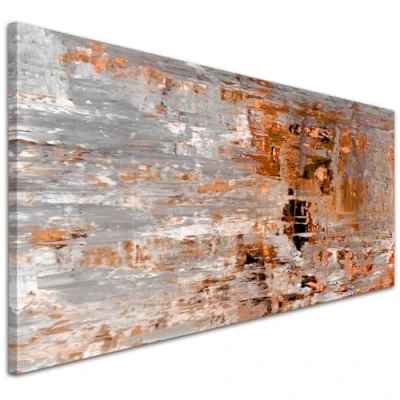 Image of Wallfillers Burnt Orange Grey Painting Living Room Canvas Wall Art Print Accessories 1415 118x49cm