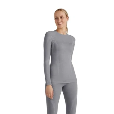 Image of FALKE Women&#039;s Wool Tech Round Neck W L/S SH Functional Yarn Quick Dry 1 Piece Base Layer Top, Grey (Grey Heather 3757), XS