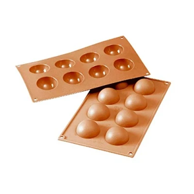 Image of Silikomart Silicone Mould Semi Sphere, Medium, 50 mm, Terracotta